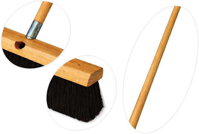 Bon Floor Broom 18 in. with 3 in. Black Horsehair Bristles and 5 ft. Wood Handle - Image 3