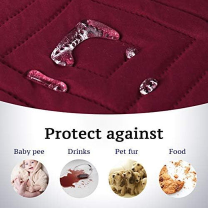 H.VERSAILTEX Reversible Chair Cover Furniture Protector Anti-Slip Couch Cover Water Resistant 2" Elastic Straps Chair Slipcover Pets Kids Fit Sitting Width Up to 21" (Chair:75" x 65", Red/Tan)
