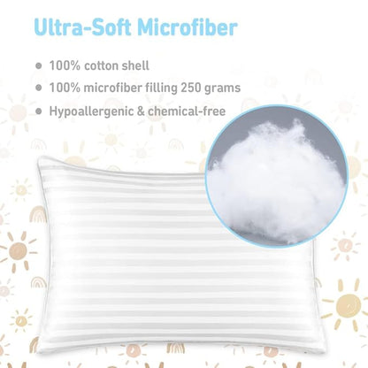 Babebay Toddler Pillow,13X18 Toddler Pillows for Sleeping, Machine Washable Kids Pillow with Pillowcase, Perfect for Travel, Toddlers Cot (Sunshine Rainbow)