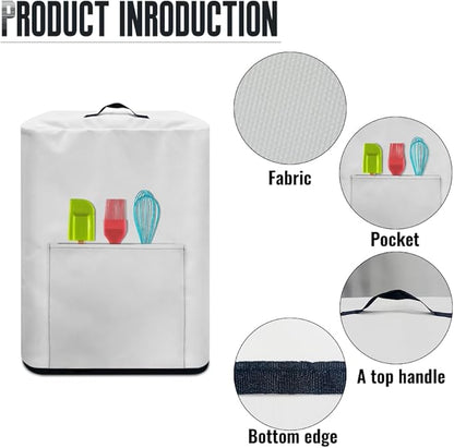 Air Fryer Cover Dust-Proof Kitchen Small Appliance Cover with Top Handle and Pockets Keep Kitchen Appliance Clean Washable, Coffee Beige White
