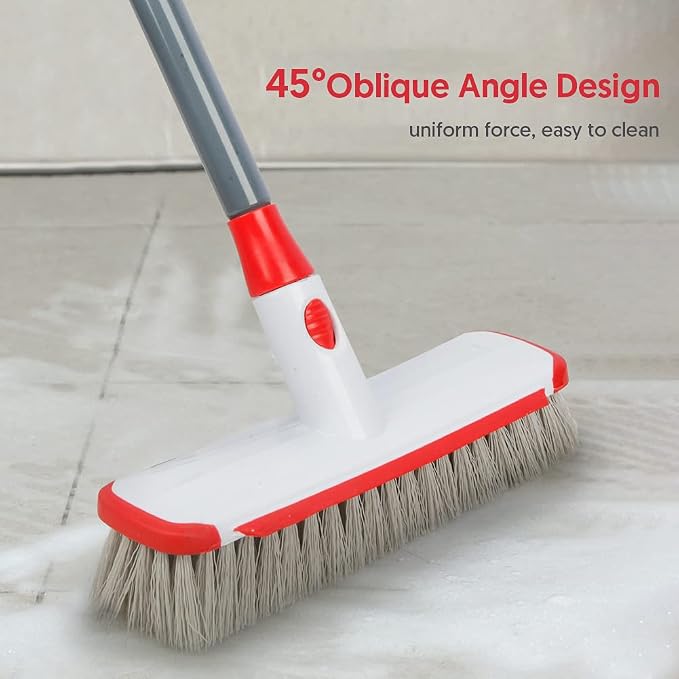 Floor Scrubber with Long Handle, 2 in 1 Scrubbing Brush Stiff Bristle Shower - Image 6