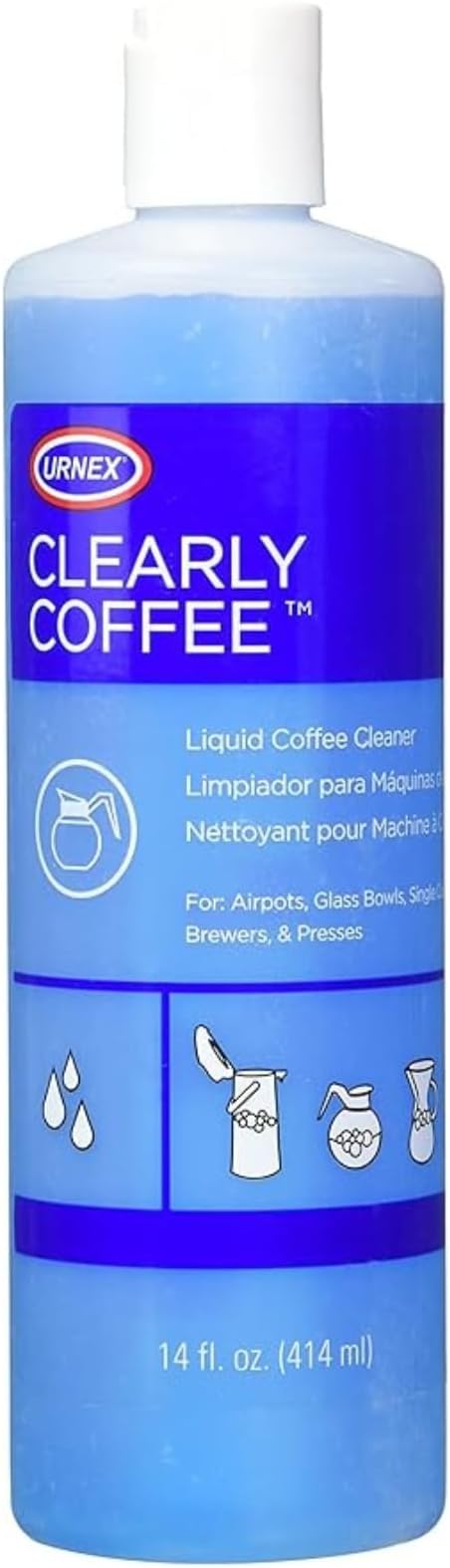 Urnex Clearly Coffee Pot Cleaner 14 Ounce French Press Liquid Cleaner by Urnex