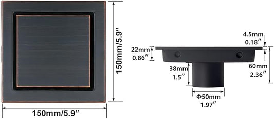 RANDOM Oil Rubbed Bronze Shower Drain Square - Image 2