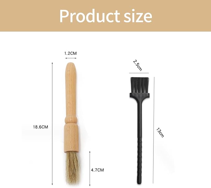 2 Pack Coffee Grinder Cleaning Brush Heavy Wood Handle Natural Bristles Dusting - Image 7