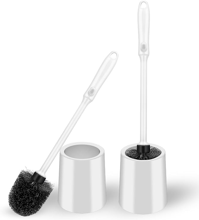 Toilet Brush and Holder Set, 2 Pack Long Handle Non-Slip Grip Toilet Bowl Brush​ by AONEZ