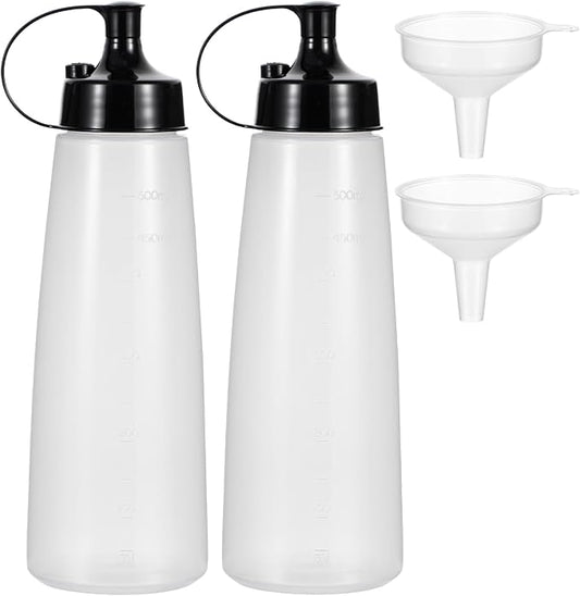 Condiment Squeeze Bottles Ketchup Dispenser 2PCS 16.9 oz Plastic Sauce Squirt by Katfort