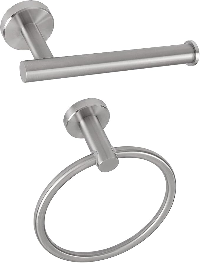 NearMoon 2 Pieces Bathroom Hardware Accessories, Towel Ring and Toilet Paper by NearMoon