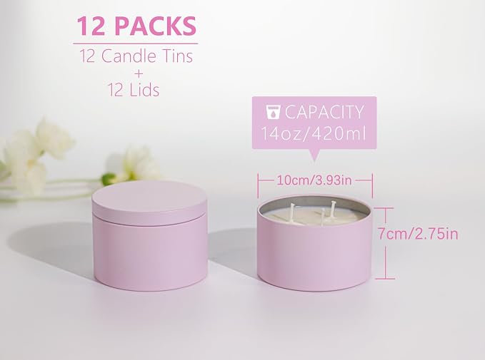 Candle Tins with Lids, 3-Wick Jars 14oz/420ml - Image 2