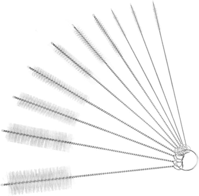 10Pcs White Long Straw Brush, Nylon Pipe Tube Cleaner 8-ihch 10 Different by Enyolidimk