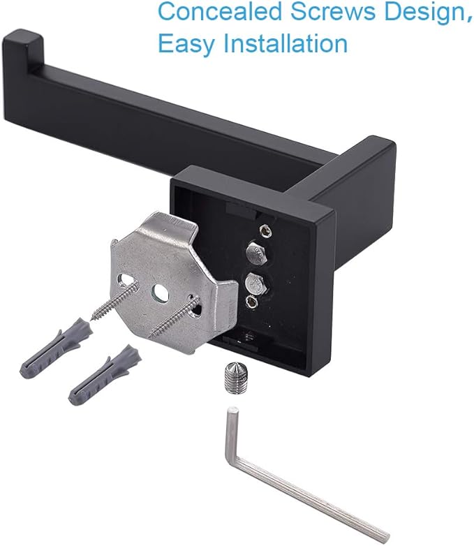 TASTOS Toilet Paper Holder Matte Black, Toilet Tissue Roll Holders Dispenser - Image 7