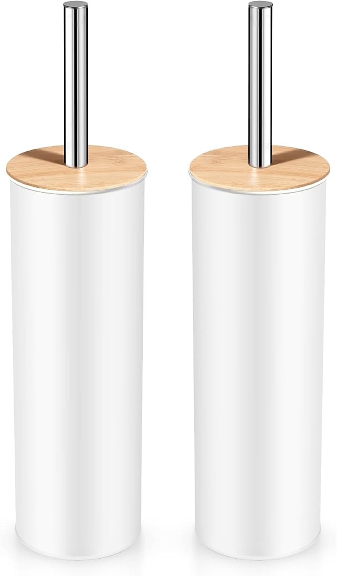 Compact Toilet Brush and Holder 2 Pack, SetStainless Steel Handle Toilet Brush by Unknown