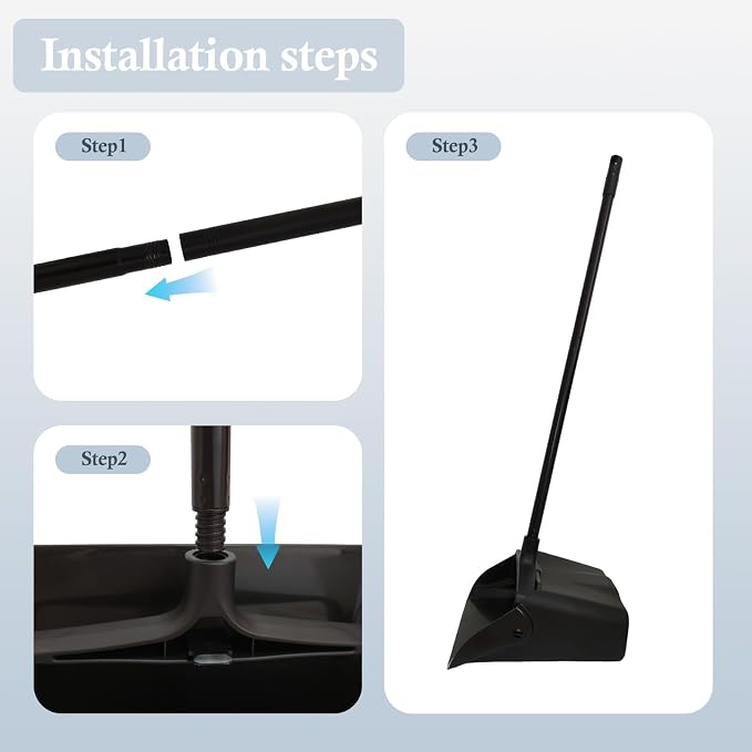 Pivoting Upright Dust Pan with Long Handle and Wheels, Large Capacity, Heavy - Image 8