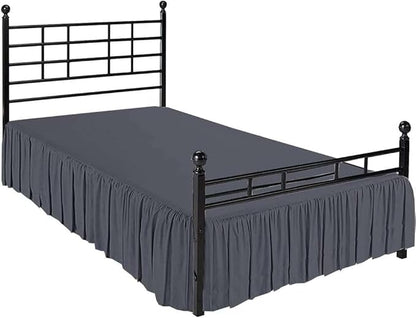 SlumberWell Full Bed Skirt with Split Corners, Soft Microfiber, 16 Inch Drop, Dark Grey Solid, Elegant Ruffled Design