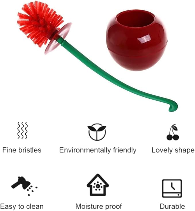 Cherry Toilet Brush and Holder, Cute Design - Image 2
