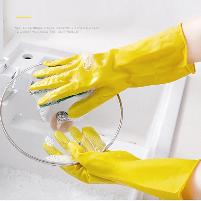 2 Pairs Latex Gloves Kitchen Dishwashing Gloves Kitchen Latex Gardening - Image 9