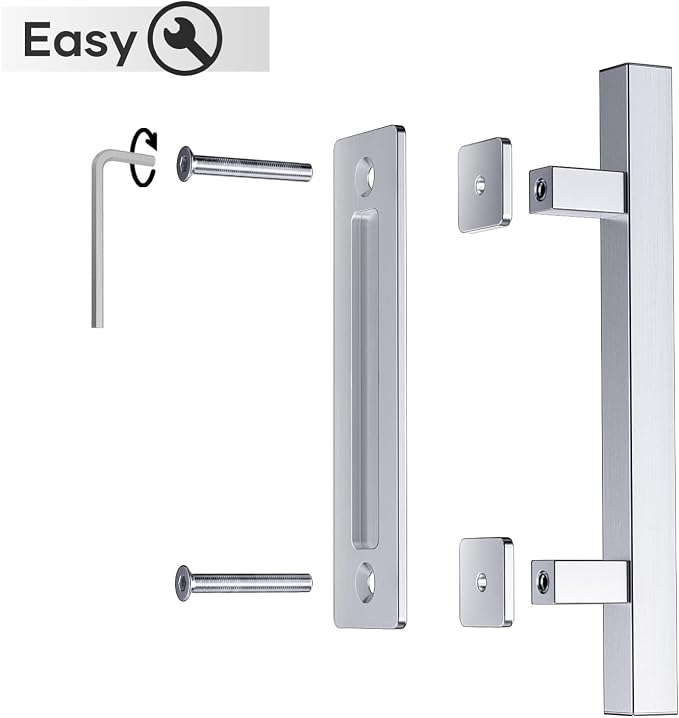 EaseLife 12" Stainless Steel Sliding Barn Door Handles and Pulls, Double Sided - Image 5