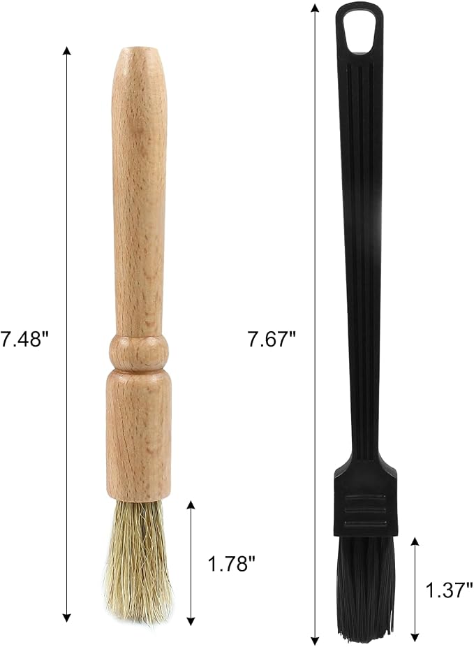2 Pack Coffee Grinder Cleaning Brush Bean Grain Coffee Grounds Tool Wood Handle - Image 2