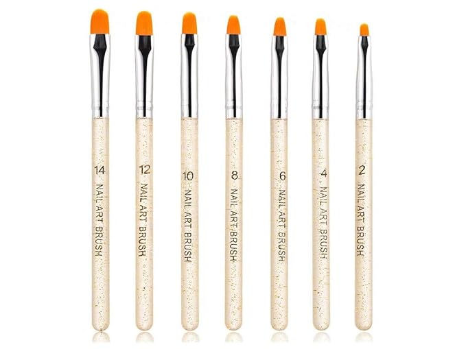 7Pcs Uv Gel Nail Brush, Poly Extension Gel Brush, Nail Art Tips Builder by Aoshang