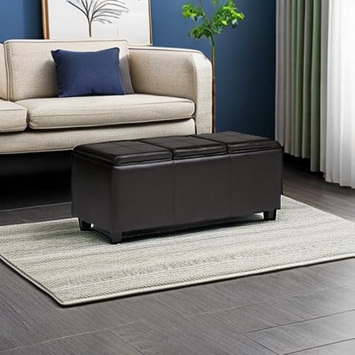 SIMPLIHOME Avalon 42 inch Wide Contemporary Rectangle Storage Ottoman in - Image 6