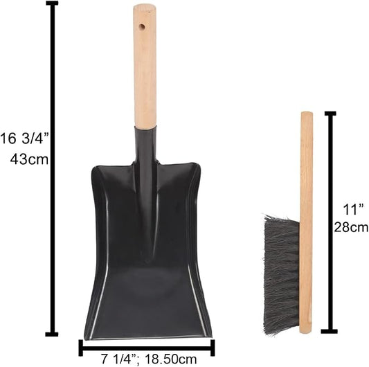 Coal Shovel and Hearth Brush Set Made of Natural Wood and Coco Bristles - Image 2
