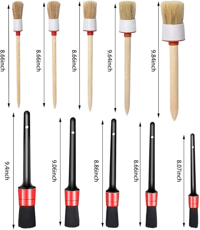 10PCS DUALSHINE Car Auto Detailing Brush Set, Auto Detailing Brushes Cleaner - Image 4