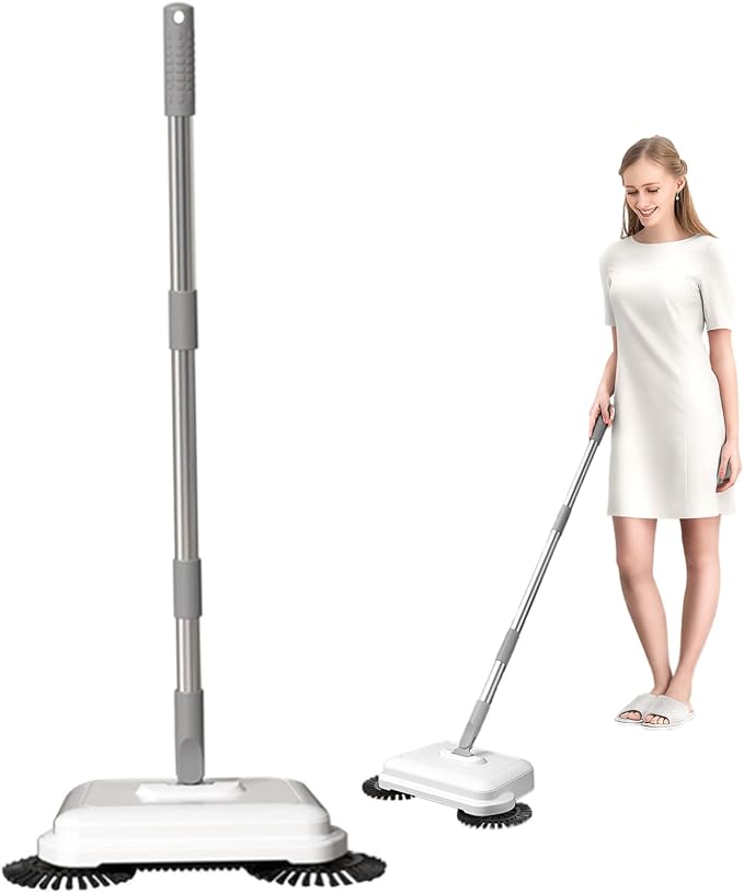 Push Sweeper Floor Sweeper, 2-in-1 360° Rotating Hand Push Sweeper, High - Image 2