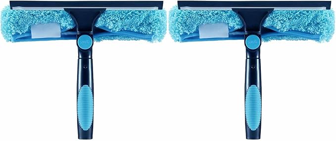 11" Window Squeegee and Microfiber Scrubber 2-in-1 Combo Cleaning Tools by HICAVAR