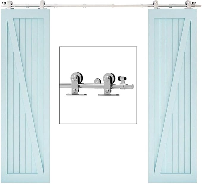 TSMST 5.5FT Sliding Barn Door Hardware Kit, Top Mount Stainless Steel Heavy by TSMST