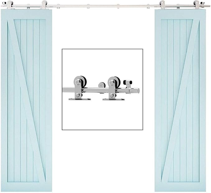 TSMST 9.6FT Sliding Barn Door Hardware Kit, Top Mount Stainless Steel Heavy by TSMST