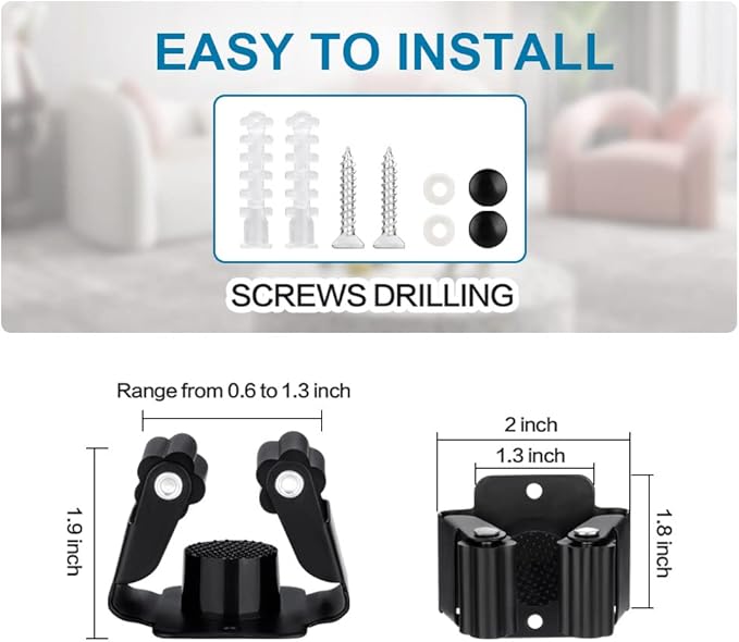 6PCS Broom and Mop Holder, Heavy Duty Garden Tool Organizer Rack Rake and - Image 6