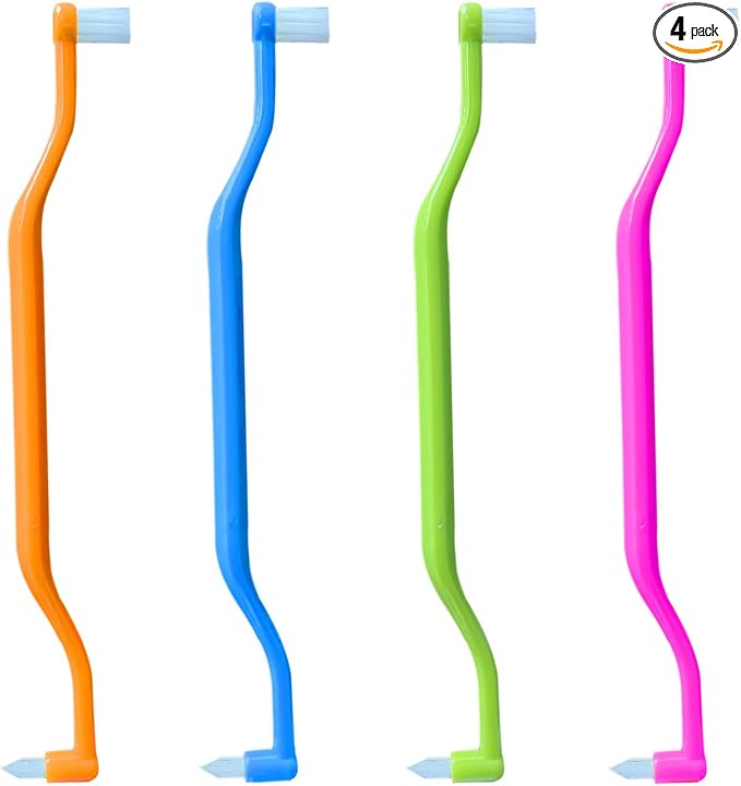 FRUTA Orthodontic Toothbrush 4pcs Tiny Tuft Toothbrush Two in One Double Head by Unknown