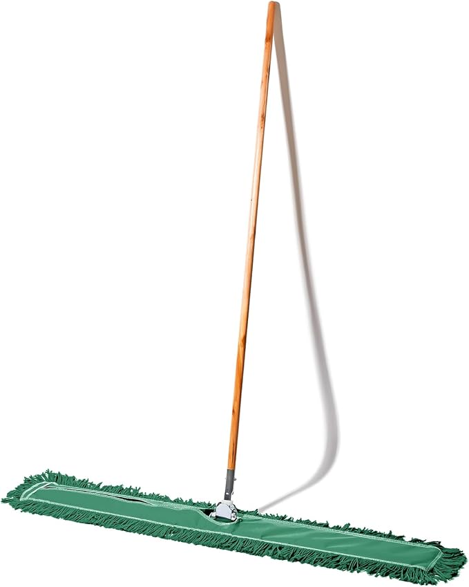 48 Inch Green Commercial Dust Mop & Floor Sweeper – Wood Handle Floor Mop - Image 7