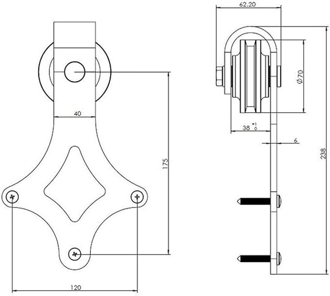 Rio Salto Gold Barn Door Hardware Kit 72" Adjustable Length 6FT Track, Diamond - Image 9