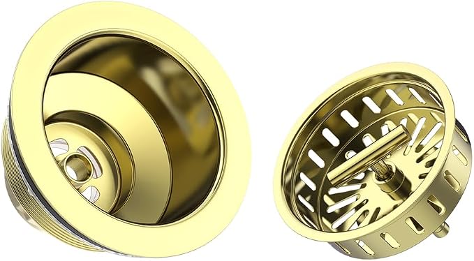 KONE 3-1/2 Inch Kitchen Sink Drain Assembly Stainless Steel Gold Kit - Image 4
