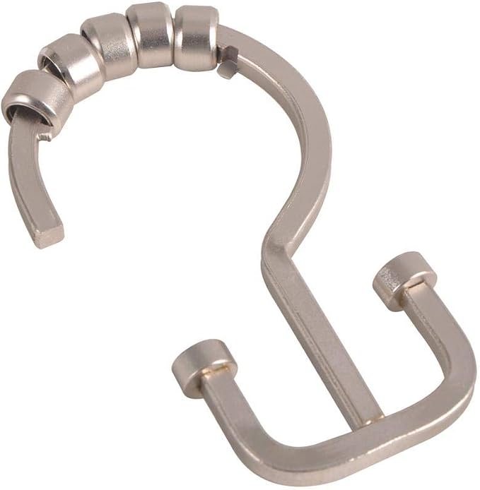 Utopia Alley Deco Flat Double Roller Shower Curtain Hooks, Satin Nickel - Image 3