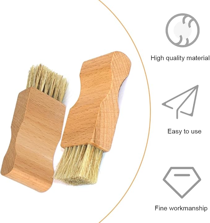 2 Pcs Shoe Polish Applicator Brushes Small Shoe Cleaning Brushes Wooden Handle - Image 3