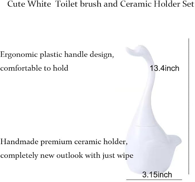Swan Toilet Brush and Ceramic Holder Set, Cute Bathroom Decor, Non-Scratch - Image 2