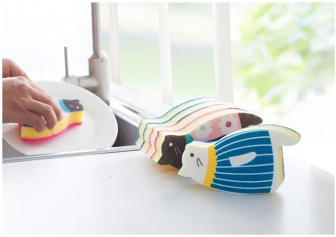 Sink Cat Dish Sponge Scrubber for Washing Dishes Dishwashing Cloth Scrubber - Image 3