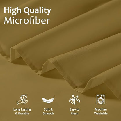 Shreem Linen Ruffled Bed Skirt with Split Corners, Gathered Style, 100% Microfiber, 15-Inch Drop, Dust Ruffle Bedskirt with Platform, Full, Taupe