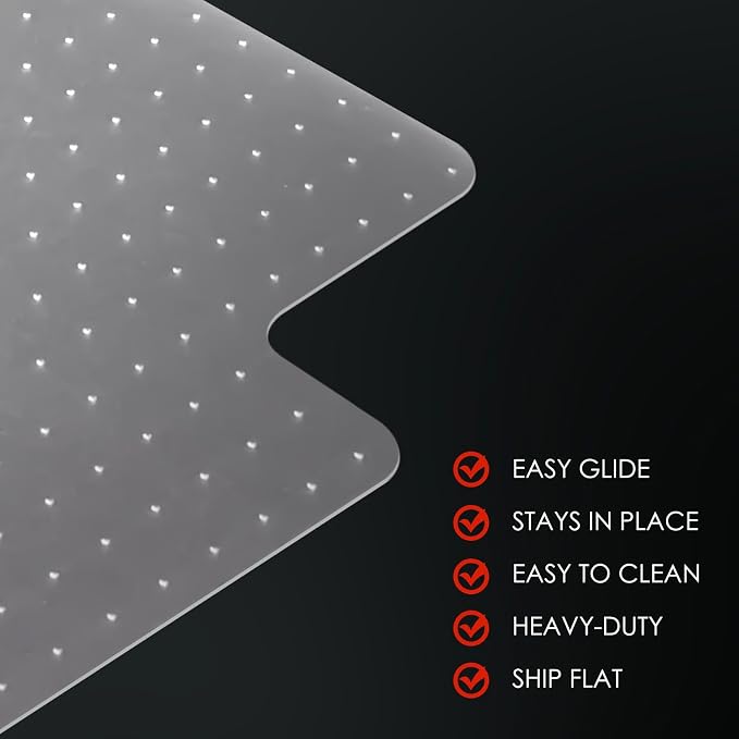 Kuyal Office Chair Mat for Carpet, 2 Pack 45x53 Clear Heavy Duty Computer Chair - Image 5