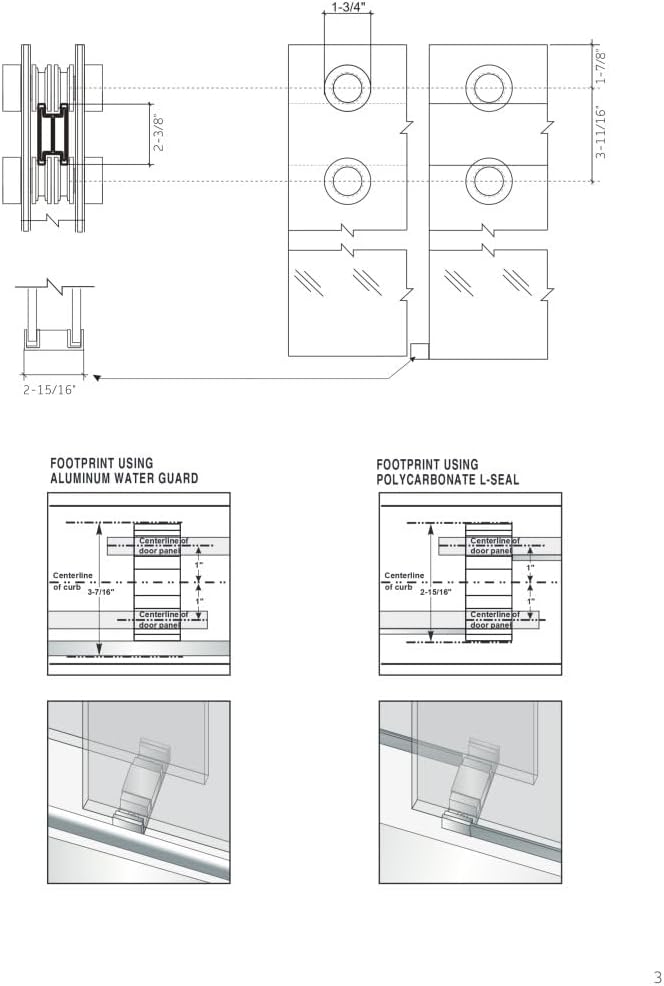 Monaco 56.5-60" W x 78" H 3/8" Twinglide Frameless Shower Door - Image 8