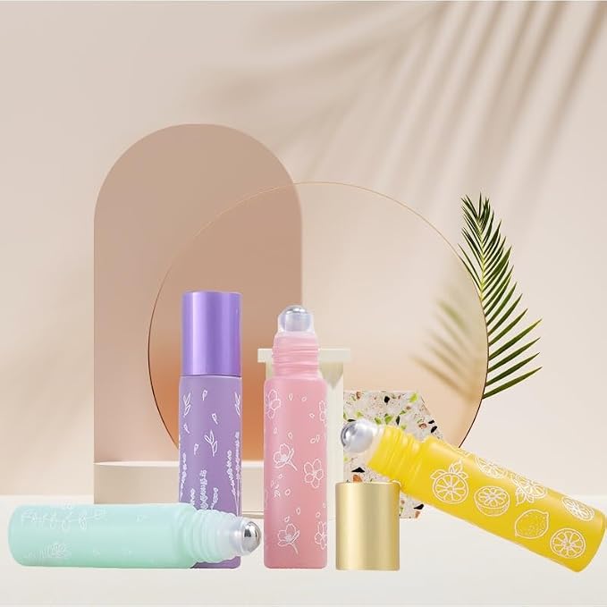 10 Pcs Green Glass Essential Oil Roller Bottles, 10ml Empty Refillable Roll on - Image 2