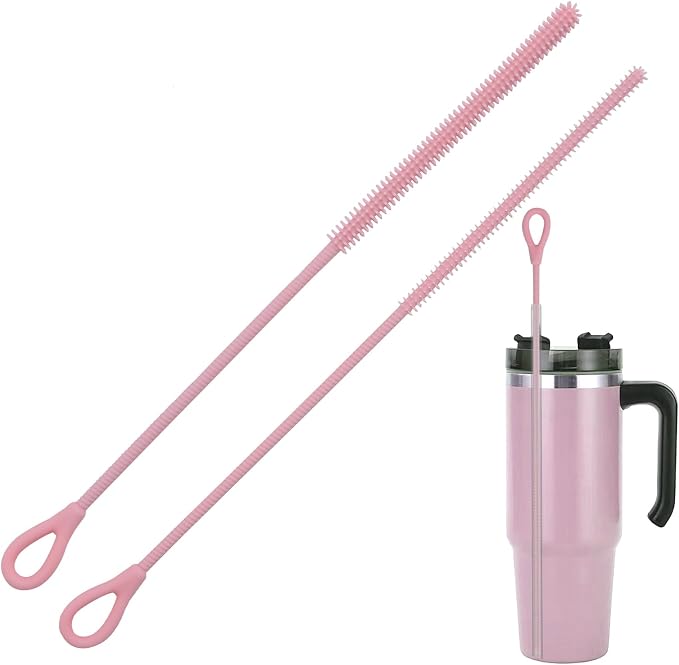2Pcs silicone straw cleaning brushes, extra long, used by cdsnxore