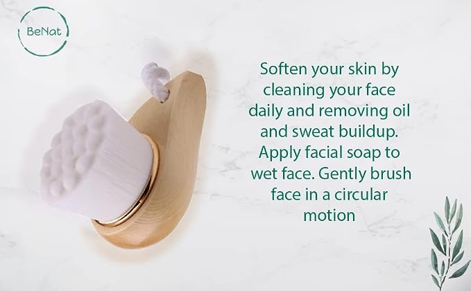 BeNat. Facial Bamboo Wood Handle Cleansing Brush. Extra-Soft Fiber Facial - Image 4