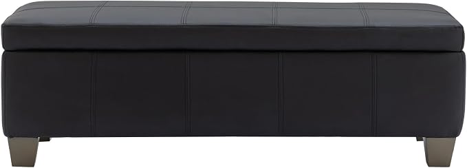 51 Inch Black Faux Leather Ottoman by UDAX