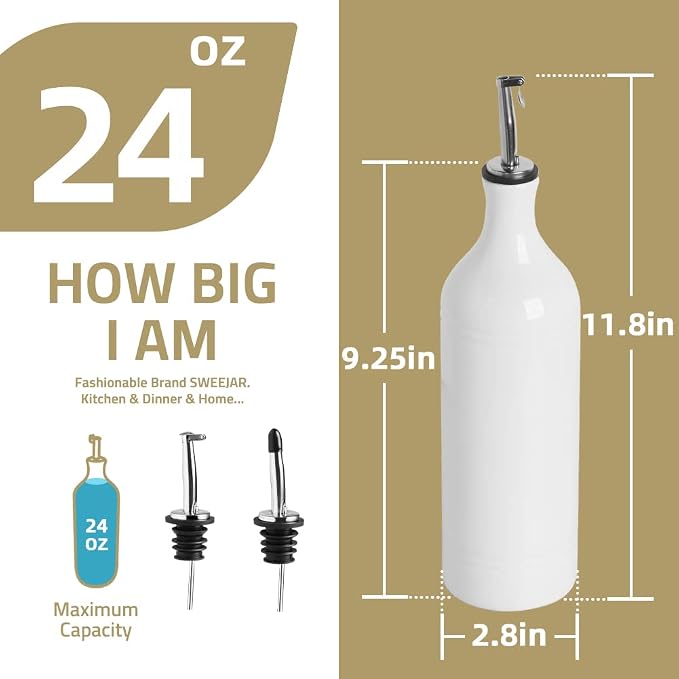 Sweejar Large Ceramic Olive Oil Dispenser Bottle, Opaque Oil Cruet Protects to - Image 7