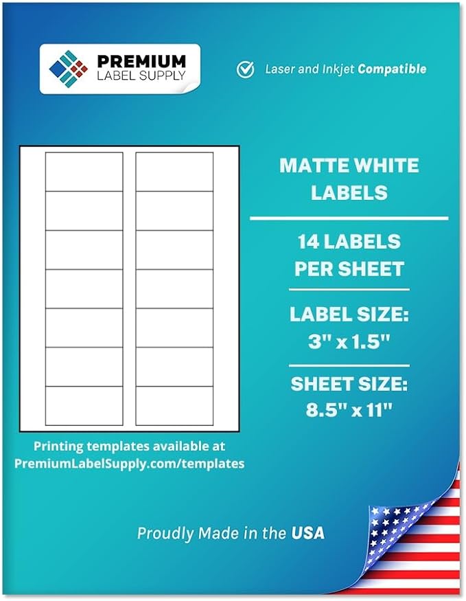 Premium Label Supply White Sticker Bottle Labels – 3" x 1.5" – Laser/Inkjet by PremiumLabelSupply