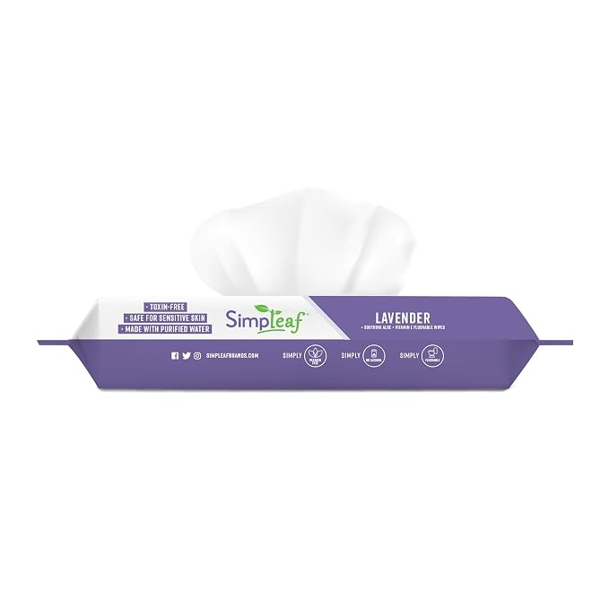 Simpleaf Lavender Essential Oil Flushable Wipes 50 Count - Image 5