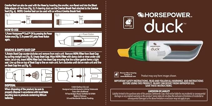 Horsepower Duck Compact Cordless Vacuum, Ultra-Powerful Upgraded Battery - Image 9