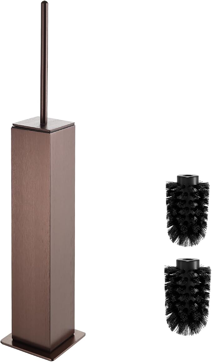 Toilet Brush and Holder Floor Standing, Brushed Rose Gold - Image 2